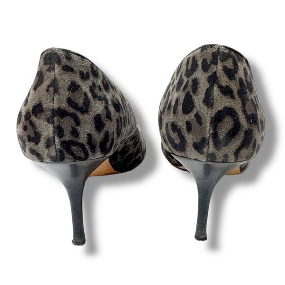 Manolo Blahnik Gray Suede Cheetah Animal Print Pumps Women’s Size 37.5 (US 7) - Picture 6 of 10